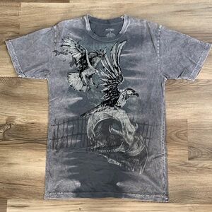 Tony Hawk T-Shirt Gray Felt Eagle Graphic Hawk Skater Men S Small Vintage Top